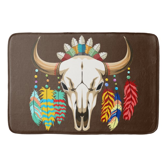 Tapete De Banheiro Buffalo Skull Native American Emblem (Frente)
