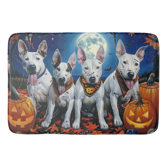 Tapete De Banheiro Bull Terrier Halloween Spooky (Frente)