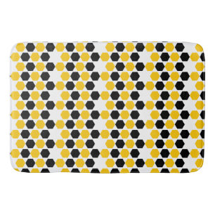Tapete De Banheiro Bumble Preto Amarelo Geométrico Hexagrama Padrão H