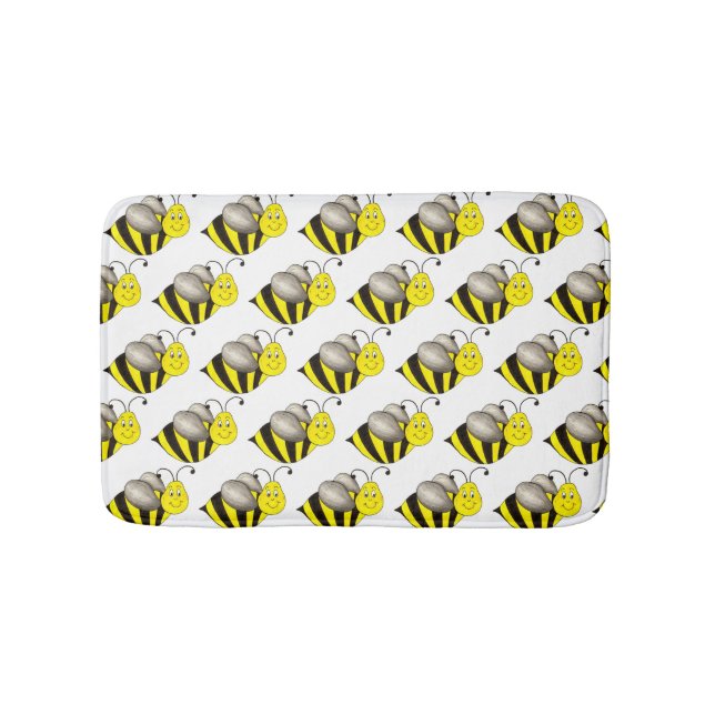 Tapete De Banheiro Bumblebee Honeybee, Abelhas de Cartoon Amarelo Neg (frente)