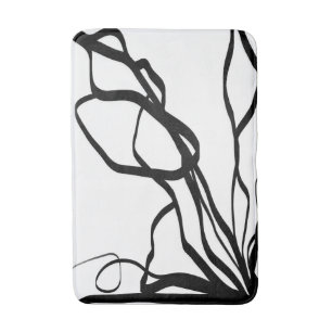 Tapete De Banheiro Buquê Blanc: Abstrato branco e preto