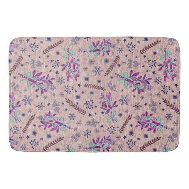 Tapete De Banheiro Buquê de Natal - Rosa Dusty (Frente)