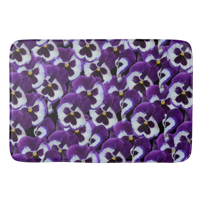 Tapete De Banheiro Buquê Pansy Roxo, (Frente)