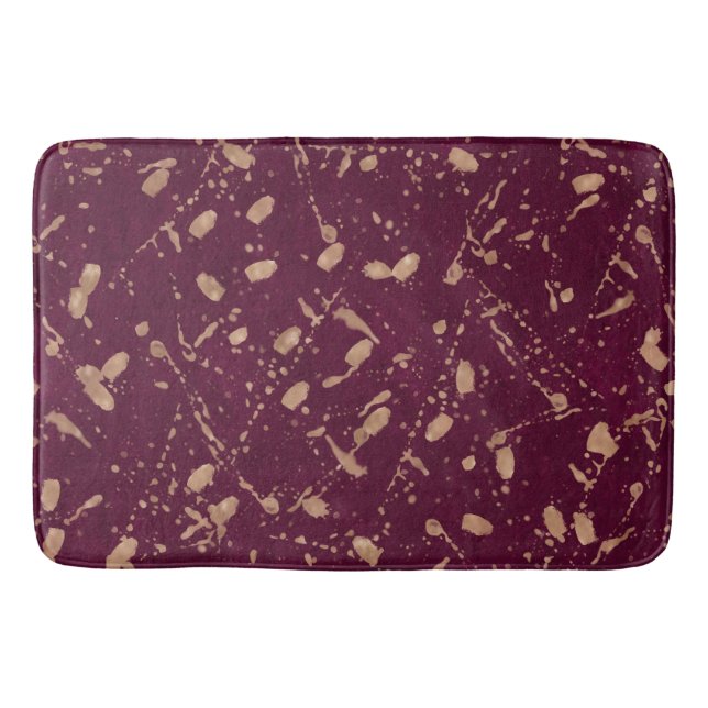 Tapete De Banheiro Burgundy & Rosa Dourado Splatter Moderna Abstrato (Frente)