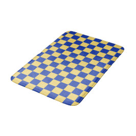 Tapete De Banheiro Butter yellow and blue checkered board pattern