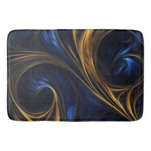 Tapete De Banheiro Cabeça de Abstrato Dourada azul