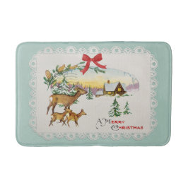 Tapete De Banheiro Cabina e veado de natais vintages