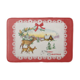 Tapete De Banheiro Cabina e veado de natais vintages