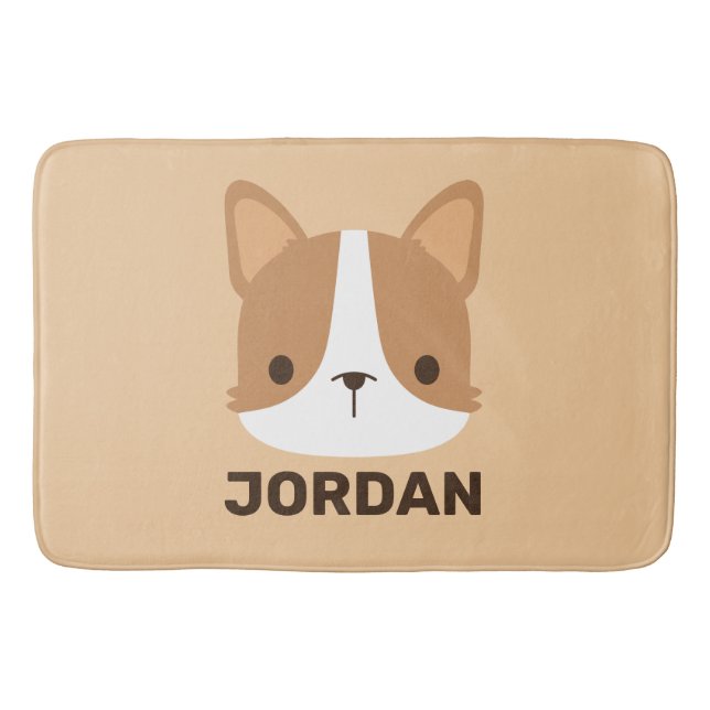 Tapete De Banheiro Cachorro Corgi Corgento com Nome Personalizado (Frente)