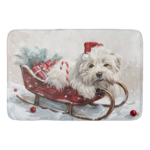 Tapete De Banheiro Cachorro Coton De Tulear Natal Festivo