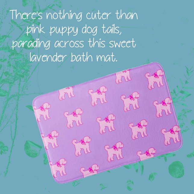 Tapete De Banheiro Cachorro da Lavanda rosa (Pink Puppy Love bath mat.)