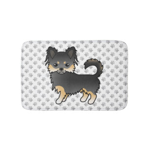 Tapete De Banheiro Cachorro e patas, Casaco Chihuahua, preto e alto,