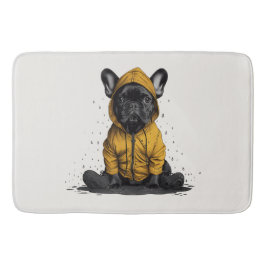 Tapete De Banheiro Cachorro francês bonito Vestindo capa-de-chuva