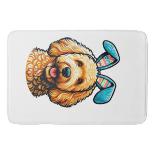 Tapete De Banheiro Cachorro Goldendoodle da Páscoa Usando Orelhas de