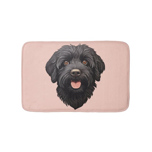 Tapete De Banheiro Cachorro Preto Labradoodle (frente)