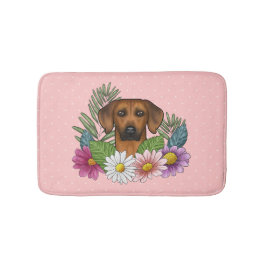 Tapete De Banheiro Cachorro Rhodesian Ridgeback Cabeça Flores Colorid