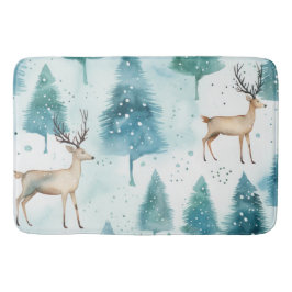 Tapete De Banheiro Cadeado De Madeira No Natal Da Floresta De Inverno