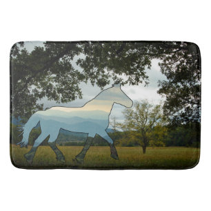 Tapete De Banheiro Cades de Cavalo Azul-Cordilheira