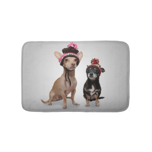Tapete De Banheiro Cães da chihuahua com foto dos chapéus