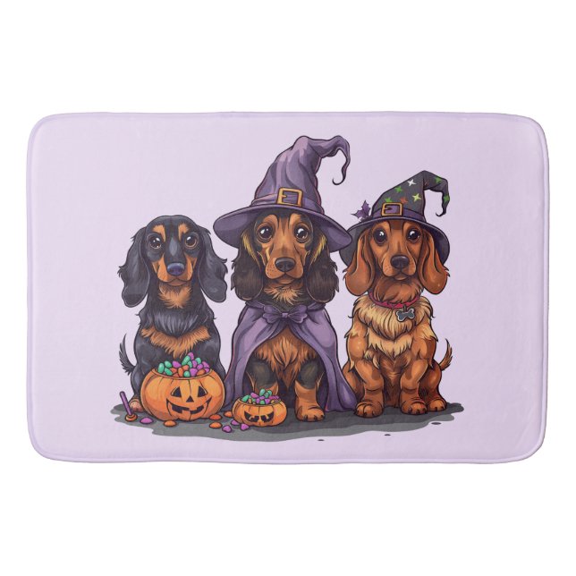 Tapete De Banheiro Cães das Bruxas do Halloween Dachshund (Frente)