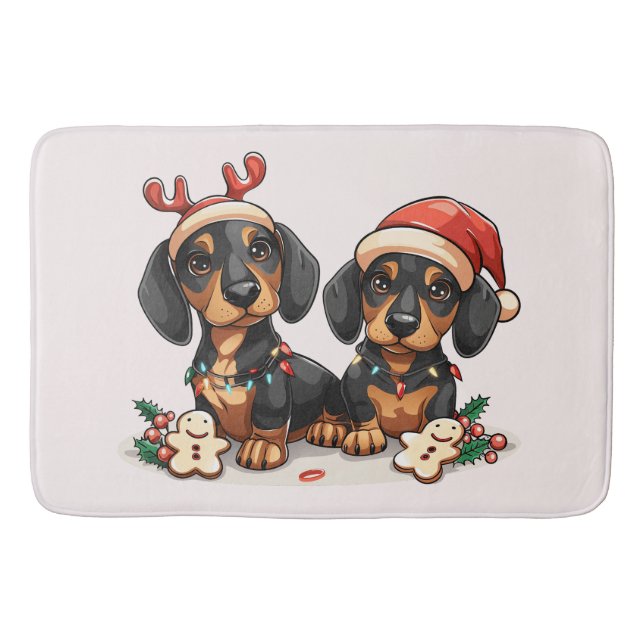 Tapete De Banheiro Cães de Natal Dachshund (Frente)