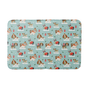 Tapete De Banheiro Cães de Natal no Padrão Cozy Scarves