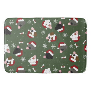 Tapete De Banheiro Cães de Papai Noel no Verde
