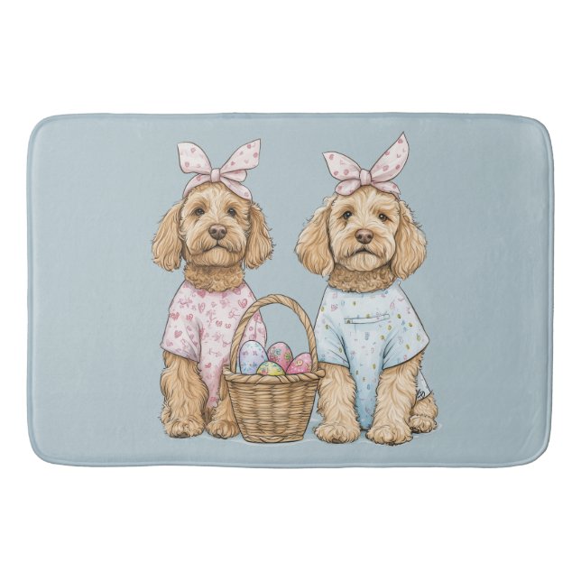 Tapete De Banheiro Cães Easter Goldendoodle (Frente)