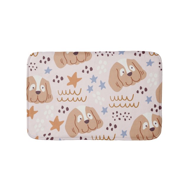 Tapete De Banheiro Cães, estrelas, linhas, linhagens, sem costura: (frente)