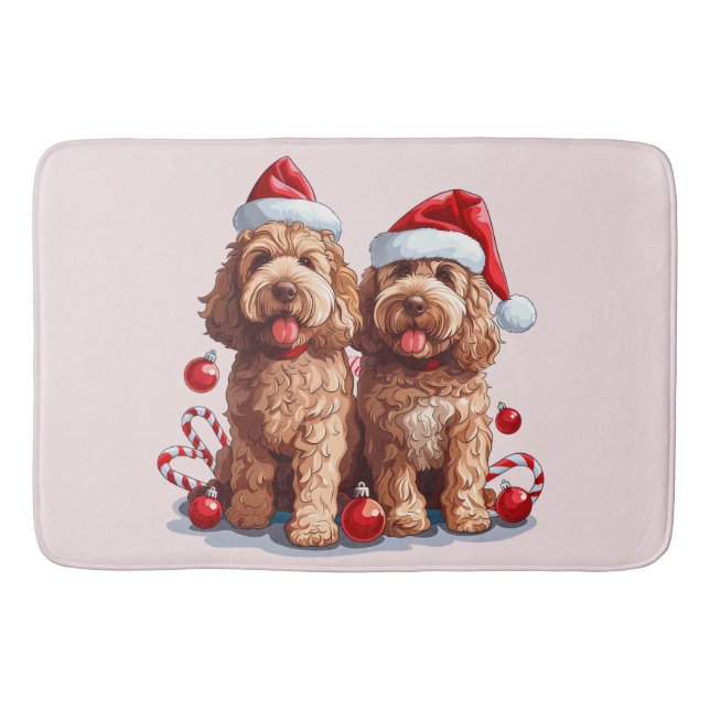 Tapete De Banheiro Cães Goldendoodle de Natal (Frente)