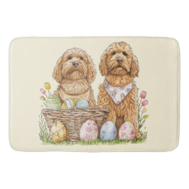 Tapete De Banheiro Cães Goldendoodle de Páscoa
