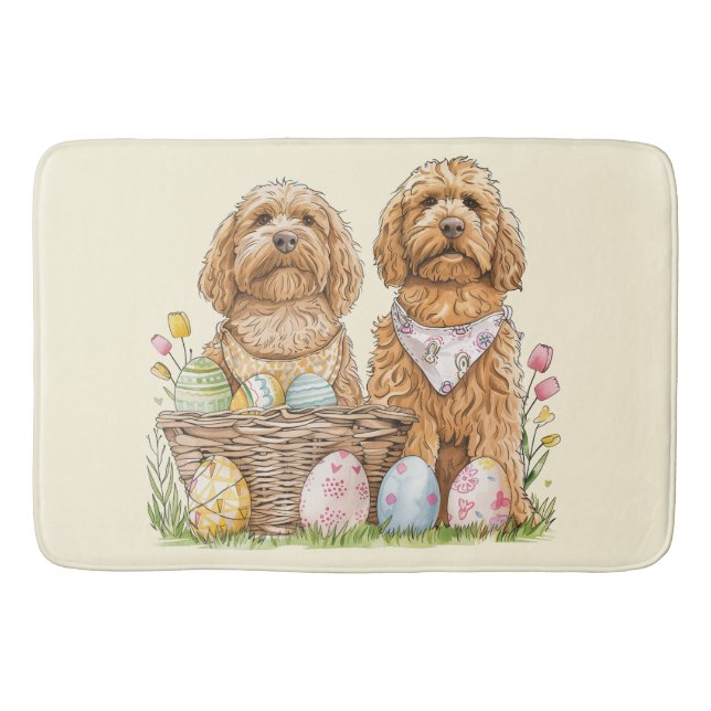 Tapete De Banheiro Cães Goldendoodle de Páscoa (Frente)