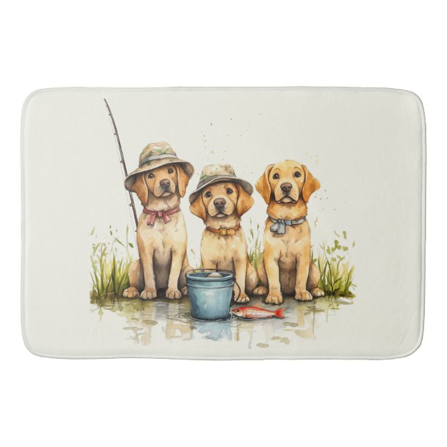 Tapete De Banheiro Cães Labrador Retriever Pescando (Frente)
