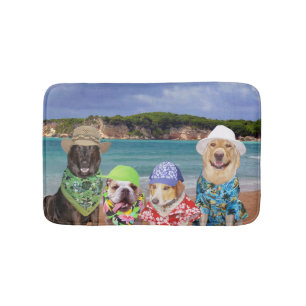 Tapete De Banheiro Cães na esteira de banho da praia