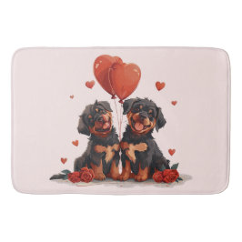 Tapete De Banheiro Cães Rottweiler no Dia dos Namorados
