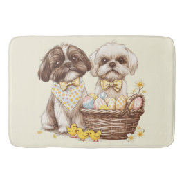 Tapete De Banheiro Cães Shih Tzu de Páscoa