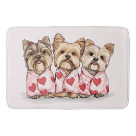 Tapete De Banheiro Cães Yorkshire Terrier no Dia dos Namorados