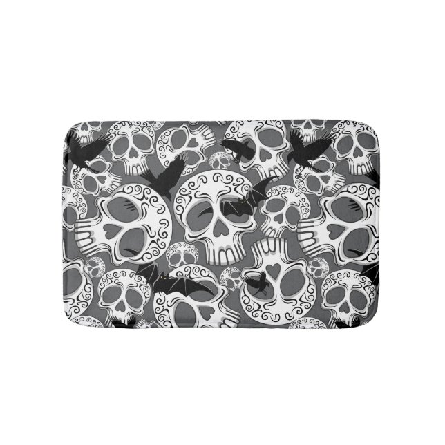 Tapete De Banheiro Calaveras Decorativas do Halloween (frente)