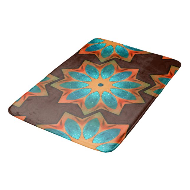 Tapete De Banheiro Caleidoscópio circular numa mistura de madeira e c (Angulado)