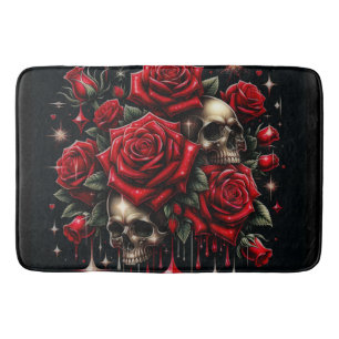 Tapete De Banheiro Cálices de Ouro & Rosas Vermelhas Brilho Glamour G