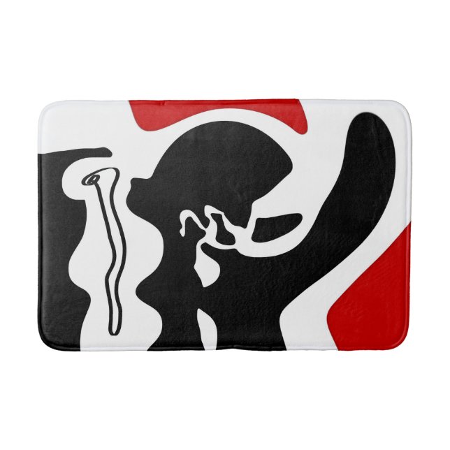 Tapete De Banheiro Câmara de Deslocamento: Abstrato preto, branco e v (Frente)