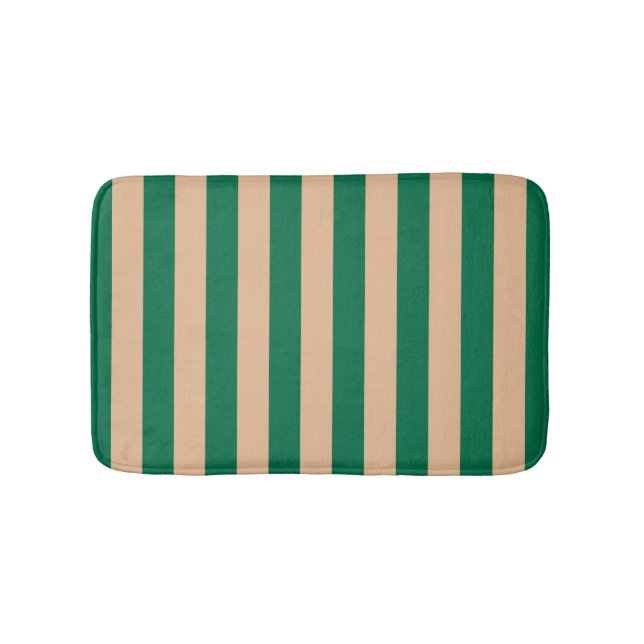 Tapete De Banheiro Camelo Bege & Listra Verde Clássico (frente)