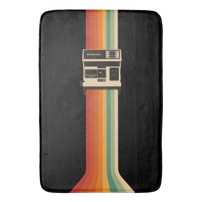 Tapete De Banheiro Câmera Retro com Impressão de Arco-íris (Frente Vertical)