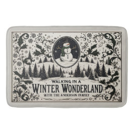 Tapete De Banheiro Caminhando em uma Wonderland de inverno Snowman