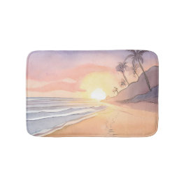 Tapete De Banheiro Caminhar na Praia | Aquarela do Oceano