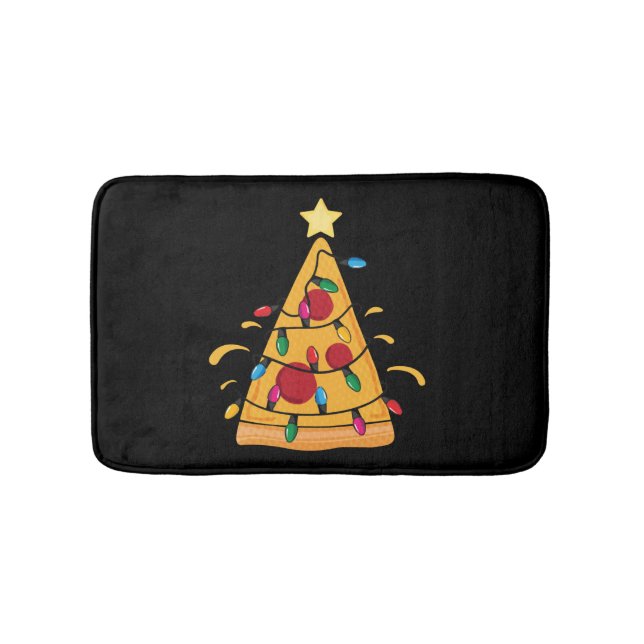 Tapete De Banheiro Camisa de Natal para Crianças Pizza Árvore de Nata (frente)