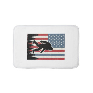 Tapete De Banheiro Camisa de Vetor Vintage da Bandeira Americana Bigf