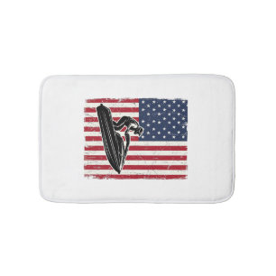 Tapete De Banheiro Camisa Vetorial de Jet Ski Vintage com Bandeira Am
