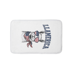 Tapete De Banheiro Camiseta de Gravura Vintage de Lhama Patriótica Ll