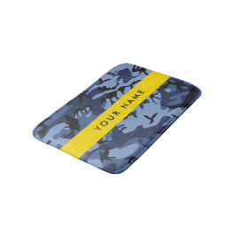 Tapete De Banheiro Camuflagem Azul Marinho Personalize seu nome